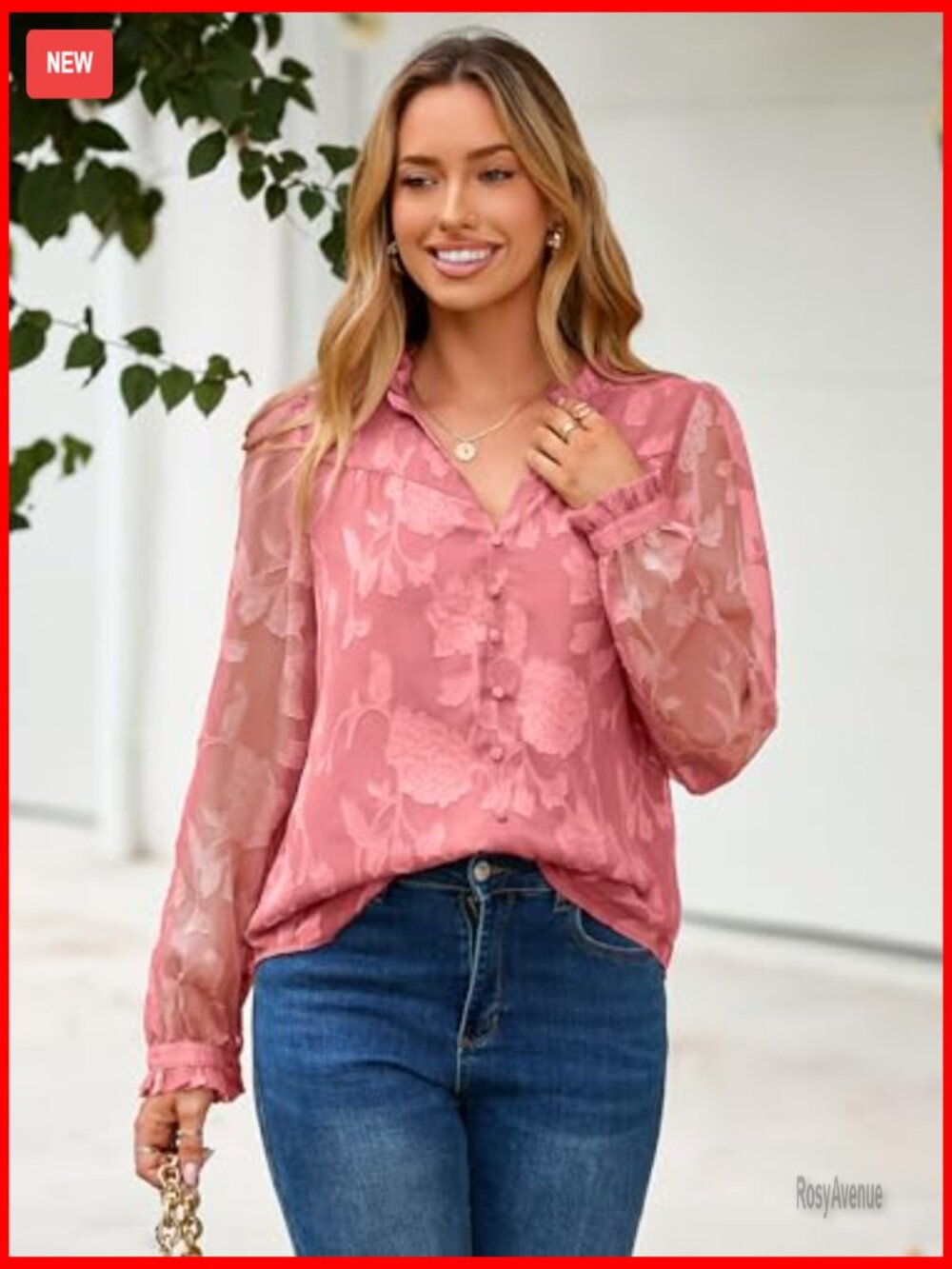 Dressy Casual Loose Fit V Neck Chiffon Blouse Long Sleeve Tunic - Picture 4 of 7